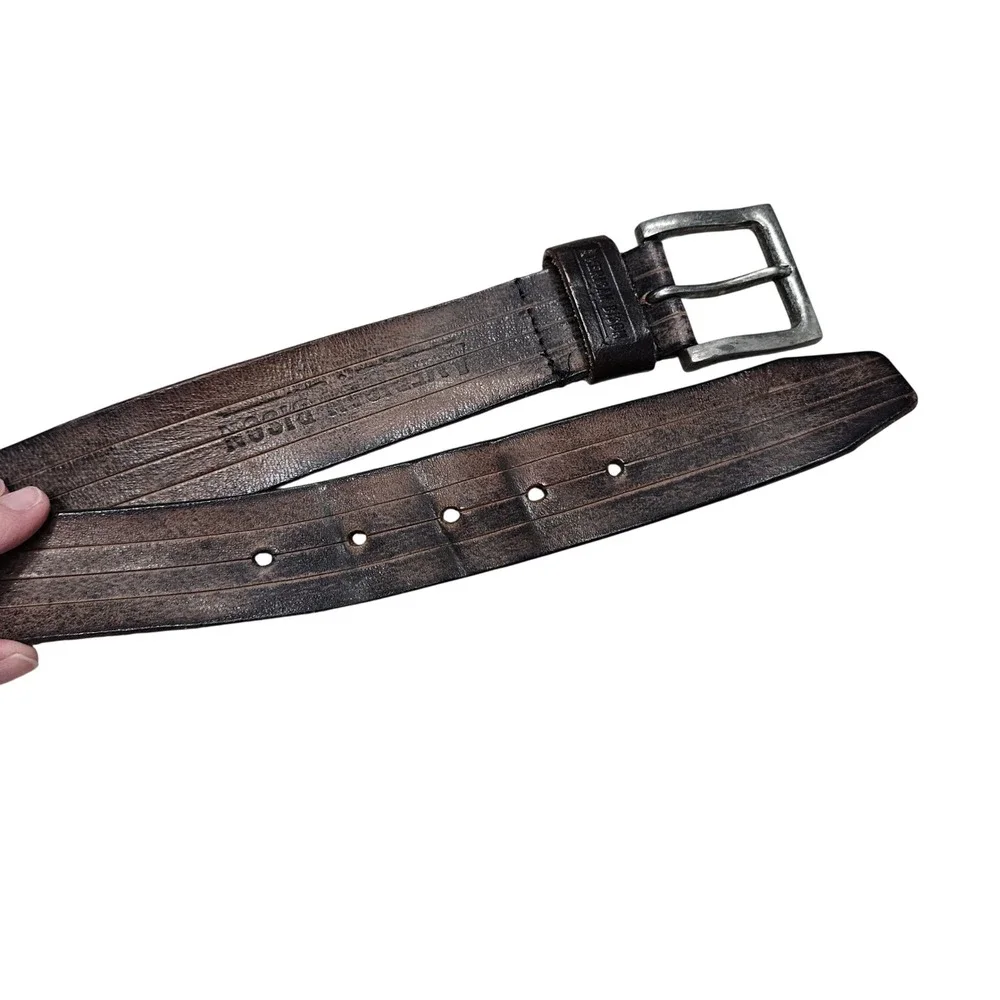 American‎ Bison Leather Belt Mens 38 Brown Distressed Rugged Western Workwear
